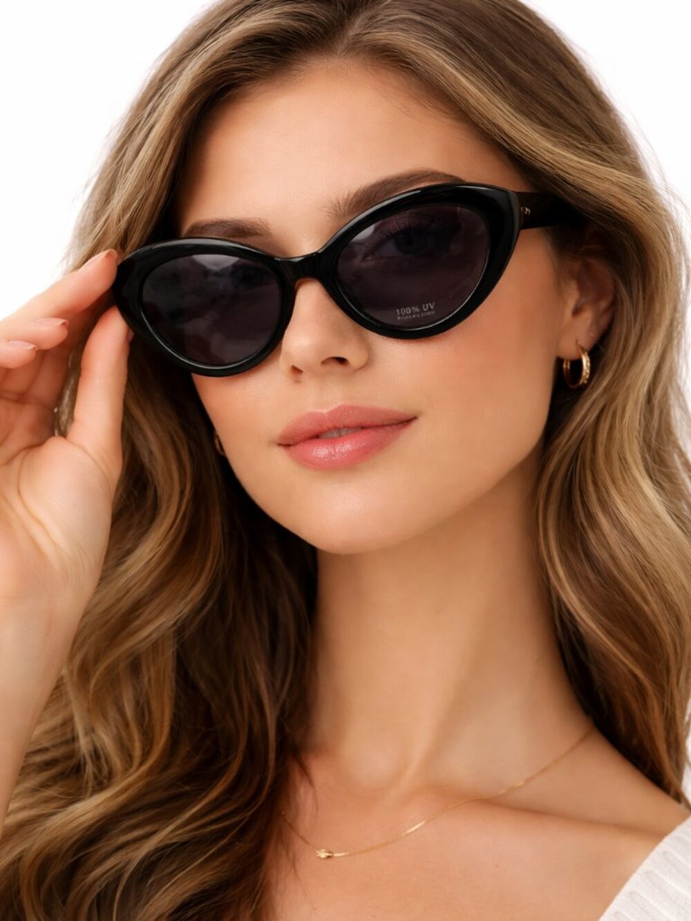 New York & Company Women's Womens Sleek Style Cat Eye Sunglasses Black NWT